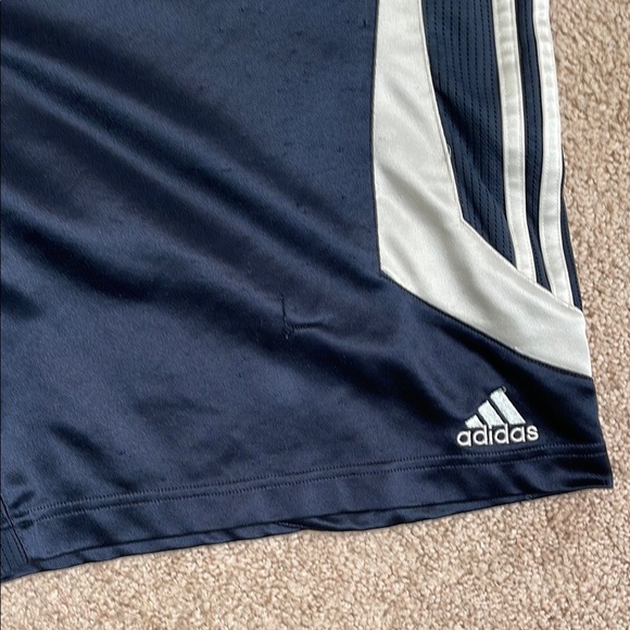 Adidas Blue and White Athletic Shorts with Iconic Stripes - Picture 2 of 5